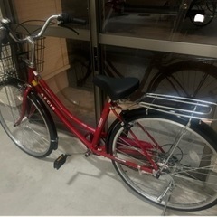 【美品】自転車　オートライト　変速付き　赤の画像