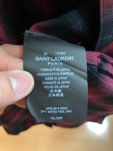 SAINT LAURENT PARIS タータンチェック長袖シャツ レッド