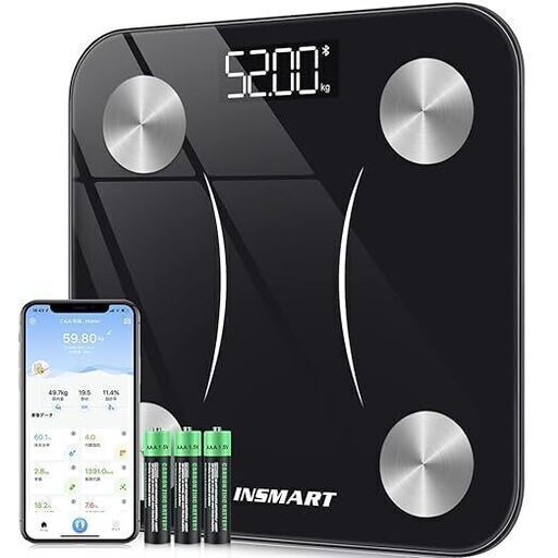 ★定価2580円★体重計 インスマート 体脂肪計・体組成計 スマホ連動 260H (ブラック)