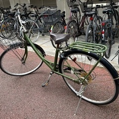 【防犯登録解除済】カーキ色　ギア付き自転車