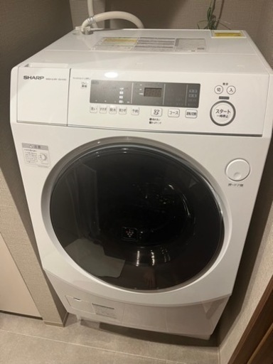 23年6月新品購入1年未満　シャープ ドラム式洗濯機 ES-H10G-WL 左開