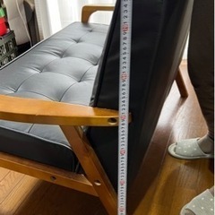 【受渡確定】ニトリ　2人掛けレザーソファ　オットマン付きの画像