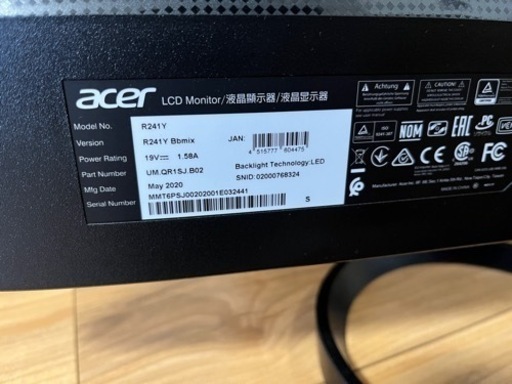 acer モニターR241Y  23.8インチ