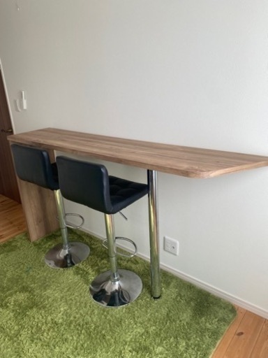 カウンターテーブル　バーカウンター　カウンターチェア✖️2