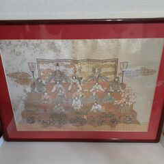 ひなまつり、刺繡絵画　横75cm　縦57cmの画像