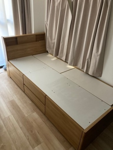 美品 ニトリ シングル ベッド 収納付