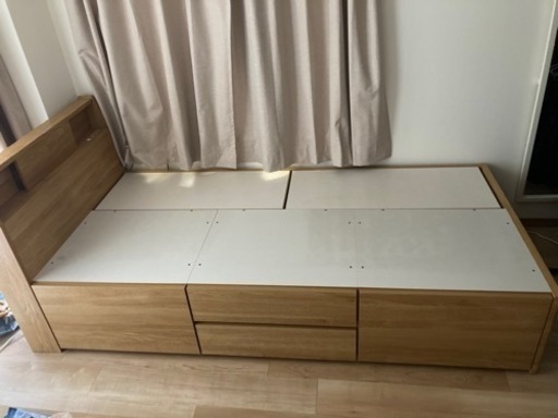 美品 ニトリ シングル ベッド 収納付