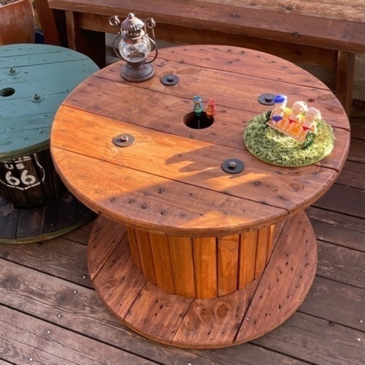 ㉓サイドテーブル・ガーデニングテーブル・小物置き電線ドラム・木製ドラム・ケーブルドラム