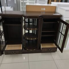 ★ジモティ割あり★  回転サイドボード ダークブラウン H100.5×D46×W133 クリーニング済み HJ2042