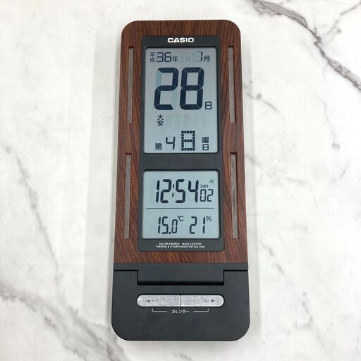 【レガストック川崎本店】CASIO カシオ 壁掛け時計 デジタル時計 木目調 電波ソーラー時計 IDS-260J