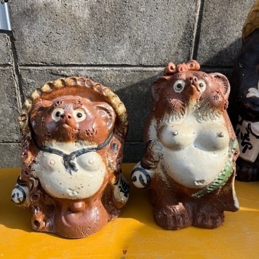 夫婦たぬき置物