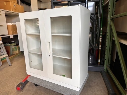 実売6万円　ガラス戸書庫　ナイキ　幅90 奥40 高さ95cm