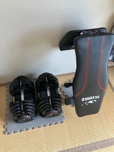 可変式ベンチとダンベルのセット　片方40kg