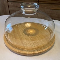 ガラスドーム　ケーキドーム　木プレート