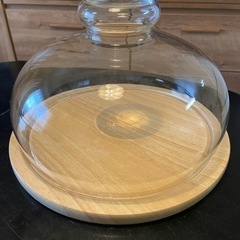 ガラスドーム　ケーキドーム　木プレートの画像