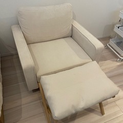 1人掛けコーデュロイソファ＋オットマンの画像