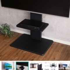 【棚付き】お部屋広々 首振り壁寄せテレビスタンドS-WAT（ロータイプ BK）の画像