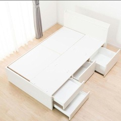 ニトリ　シングルベッドフレーム(収納付き) ホワイトの画像