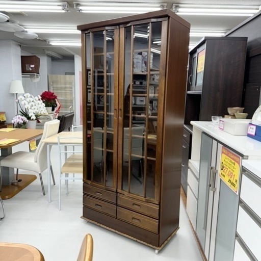 ②【超美品‼️】定価133,100円♪ 浅川木工 89cm幅フリーボード(ライフ) キャビネット 書棚 本棚 多目的棚 コレクションボード サイドボード ケバンス材ダークブラウン♪