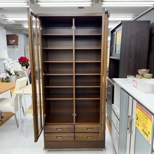②【超美品‼️】定価133,100円♪ 浅川木工 89cm幅フリーボード(ライフ) キャビネット 書棚 本棚 多目的棚 コレクションボード サイドボード ケバンス材ダークブラウン♪