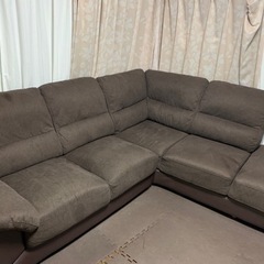 ニトリ布張りカウチソファ (ウォール3KD LC GY) (y) 網代の家具