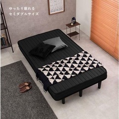 中古セミダブルベッド　一人暮らし　ベッド　コイルマット付きの画像