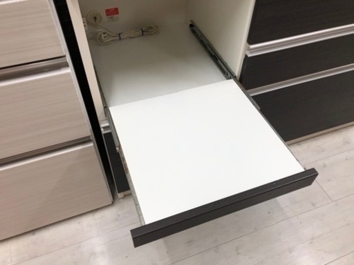 レンジボード 2枚扉 ダークブラウン×ホワイト 【トレファク堺福田店】