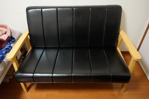 佐藤産業 Sereno ソファー 2人掛け CS120-ST-BK PVC NA