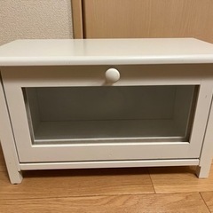 白、ガラス扉付き小物収納、CDラック