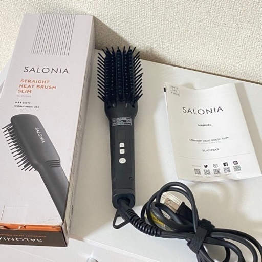 使用数回 美品 SALONIA ヘアアイロン ストレートヒートブラシ スリム