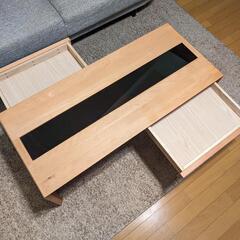 美品無垢オーク+ガラスウィンドウテーブルの画像