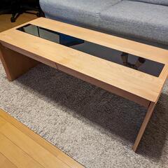 美品無垢オーク+ガラスウィンドウテーブル