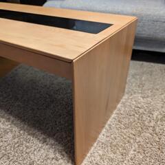 美品無垢オーク+ガラスウィンドウテーブルの画像