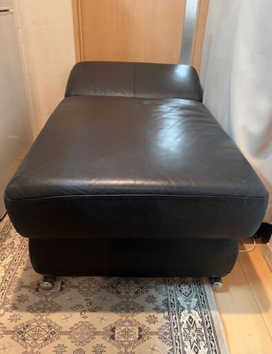 カウチソファー オットマン 一人用ソファー フェイクレザー 黒