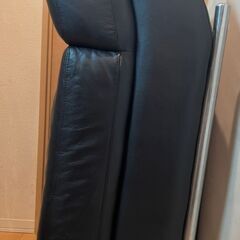 カウチソファー オットマン 一人用ソファー フェイクレザー 黒の画像