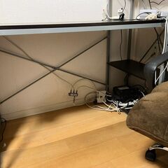 DORIS ラック付パソコンデスク 木製天板 ウォルナット 1200×600の画像