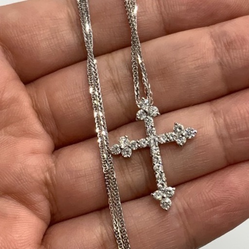売り切れました。Pt900 ダイヤモンドクロス　1ct 5.4g ネックレス　ホワイトゴールド　約50cm