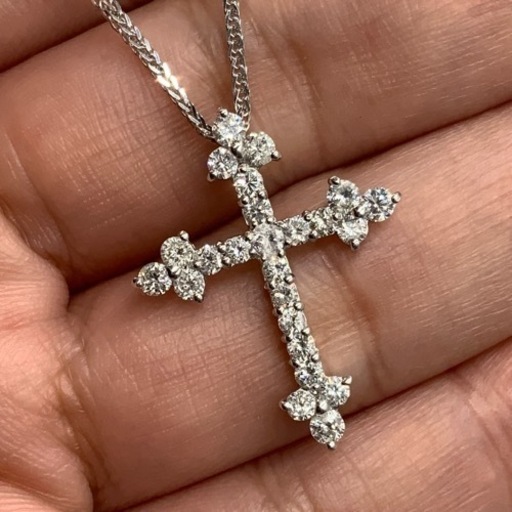 売り切れました。Pt900 ダイヤモンドクロス　1ct 5.4g ネックレス　ホワイトゴールド　約50cm