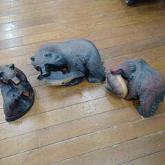 熊 置物 木製 くま　現状品