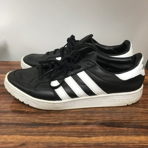 N2401-827 adidas スニーカー TEAM COURT ブラック/ホワイト サイズ:28.5cm キズ汚れ有り
