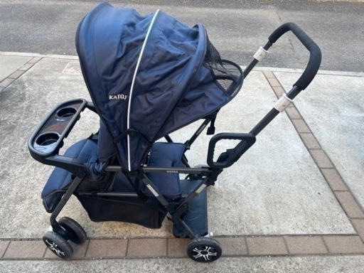 【お取引中】2人でゴー カトージ 二人乗りベビーカー レインカバー付き