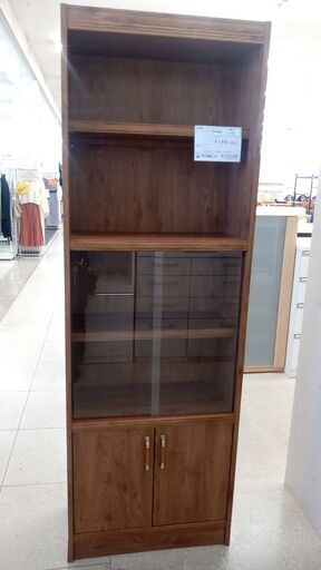 ★ジモティ割あり★  食器棚 茶 H178×D29.5×W59 クリーニング済み TJ3947