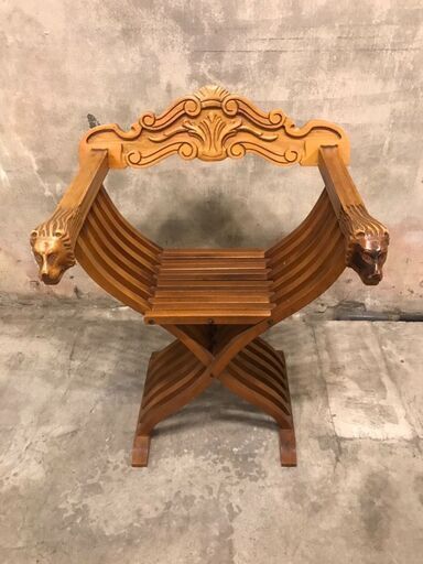 ✨?期間限定・特別価格?✨【イタリア製】サヴォナローラチェア 折り畳み式椅子 中古家具 ヴィンテージ調イス