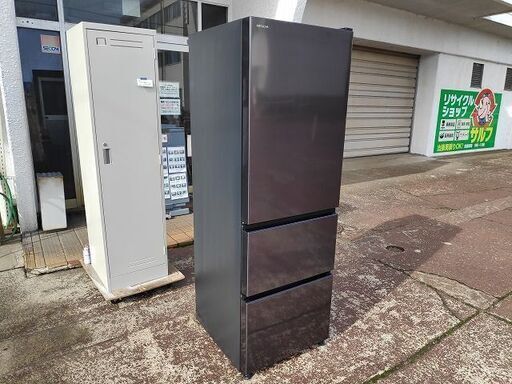 日立　R-V38NV（K）　３ドア冷蔵庫　黒色　375L『中古美品』2021年