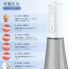 口腔洗浄器 Liebssen 口腔洗浄機器 携帯型容量300ML 6 水強度 5段階調整 IPX7防水 USB充電式 -ホワイトの画像