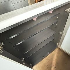 値下げ！オンザコーナー ニトリ カウンターNポスティア 120 bk キッチンボード 縦1000 横1200 奥行500mmの画像