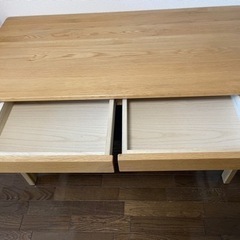2/4までセール価格！】無印良品 オーク無垢材デスク（引出・足元棚付