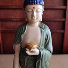 仏像　木彫りの阿弥陀如来立像の画像
