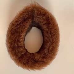 ファーマフラー スプリングホックタイプ つけ襟風 ブラウン ふわふわファー の画像