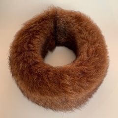 ファーマフラー スプリングホックタイプ つけ襟風 ブラウン ふわふわファー の画像